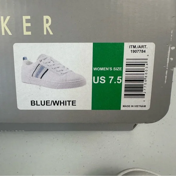 Ted Baker Bailey Icon Women’s 7.5 Classic Leather Tennis Shoe Blue Stripe New - Picture 13 of 13